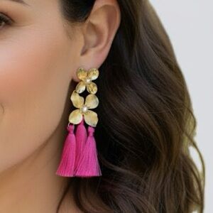 Lilly Pulitzer Via Flora Tassel Earrings In Roxie Pink NWT  and In Pouch